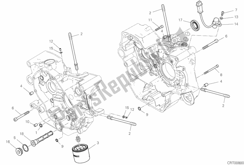 Alle onderdelen voor de 09b - Paar Halve Carters van de Ducati Scrambler Cafe Racer Thailand 803 2020